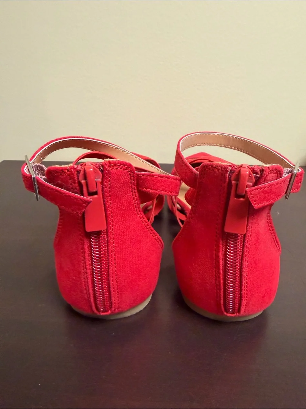 Torrid Red suede Pointed-Toe Strappy Flats
